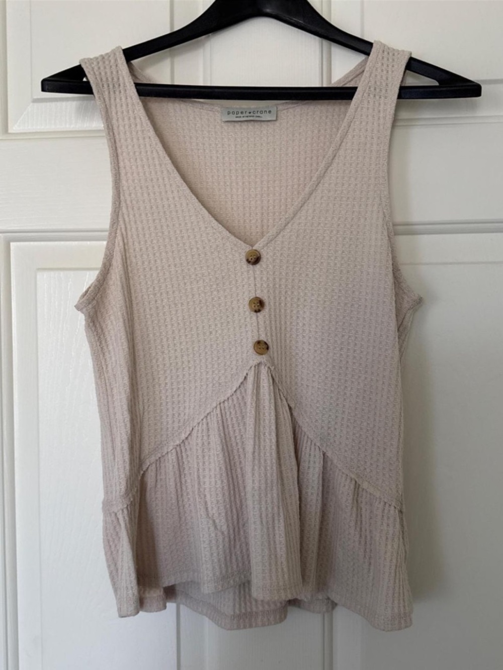 Stretchy pale pink tank with buttons